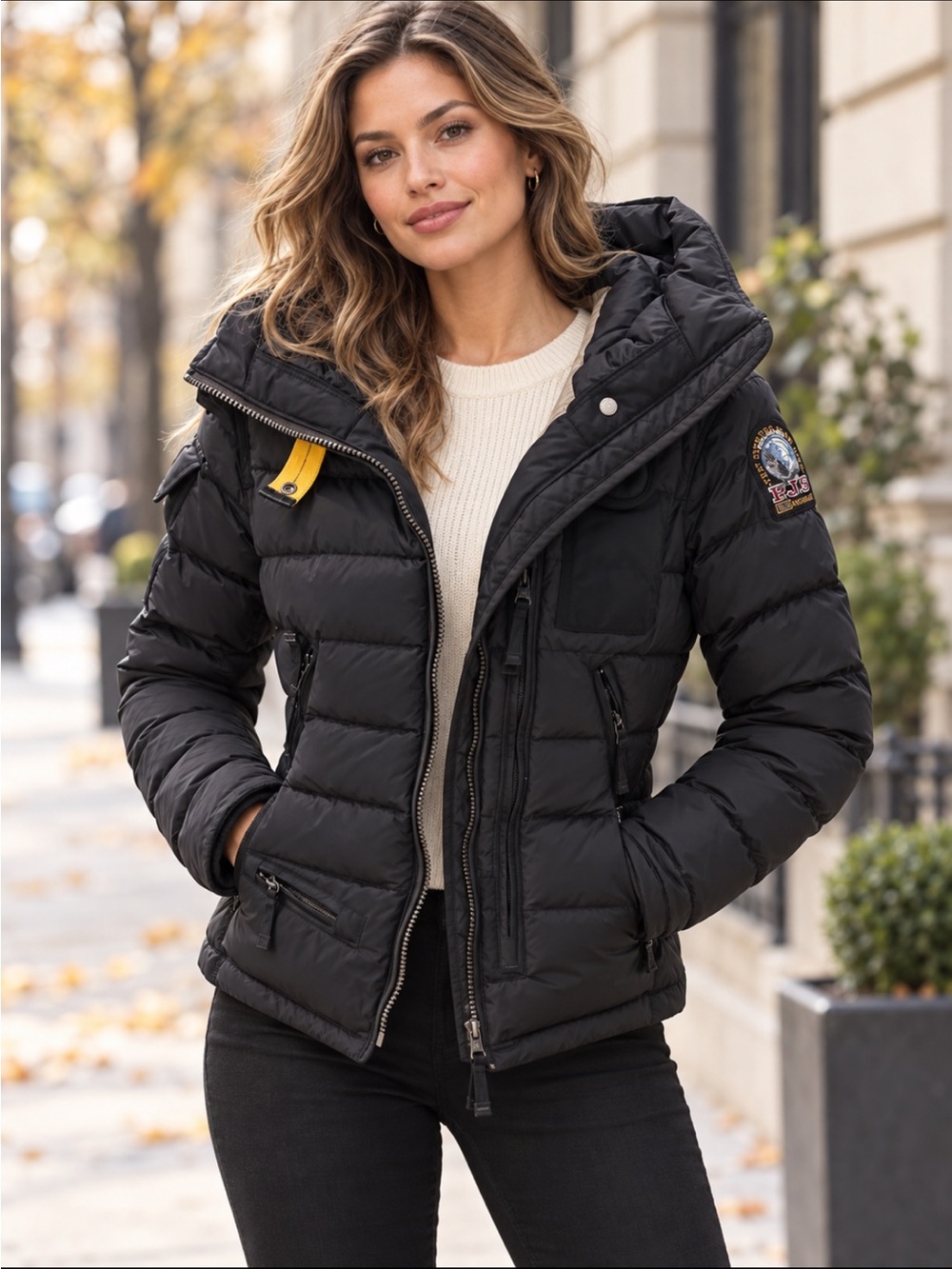Women’s Black Quilted Puffer Jacket with Hood para jumpers nwot XS $1200 retail